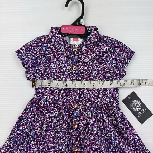 Vince Camuto Girls Dress 2T Purple Pink Floral Button Front Short Sleeve NWT - Picture 8 of 9